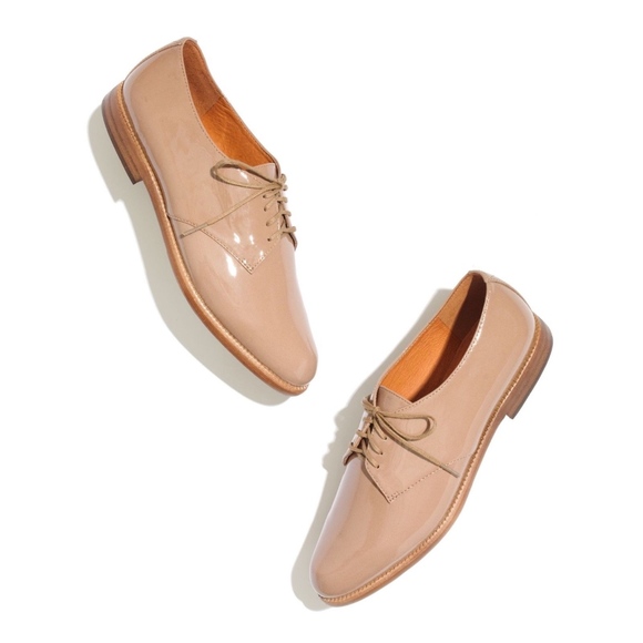 Madewell Shoes - Madewell Tan Lace Up Patent Leather Bobbie Oxfords